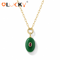 Fabricant de bijoux personnalisés LUCKYJIU, collier avec pendentif en forme de larme en acier inoxydable plaqué or 18 carats et pierre naturelle, pour bijoux d'été