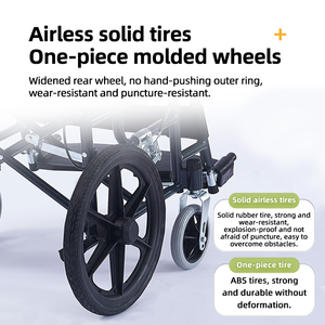 Sedia a rotelle manuale pieghevole portatile leggera in acciaio al carbonio con struttura compatta sedia a rotelle da viaggio per anziani e pazienti - Product Image 3