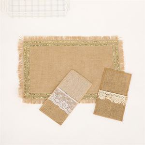 Assel-almohadilla de yute para comida, almohadilla circular de algodón y lino con borde de bola para <span class=keywords><strong>restaurante</strong></span> y Mesa - Product Image 1