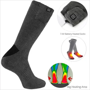 Chaussettes chauffantes électriques tricotées noires ski chauffe-pieds batterie Rechargeable hiver pour enfants chasse 3.7V 5V 7.4V hommes décontracté 350g