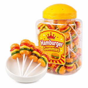 Gomitas de Hamburguesa Mini al por Mayor, Envueltas Individualmente, Gomitas de Gelatina con Forma de Hamburguesa, Paquete <span class=keywords><strong>en</strong></span> Frasco, Caja de Exhibición, Fábrica OEM ODM - Product Image 3