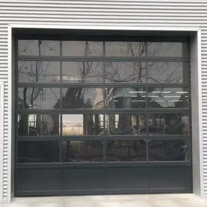 Material de liga de alumínio vidro fosco novo preto da porta deslizante da garagem isolado