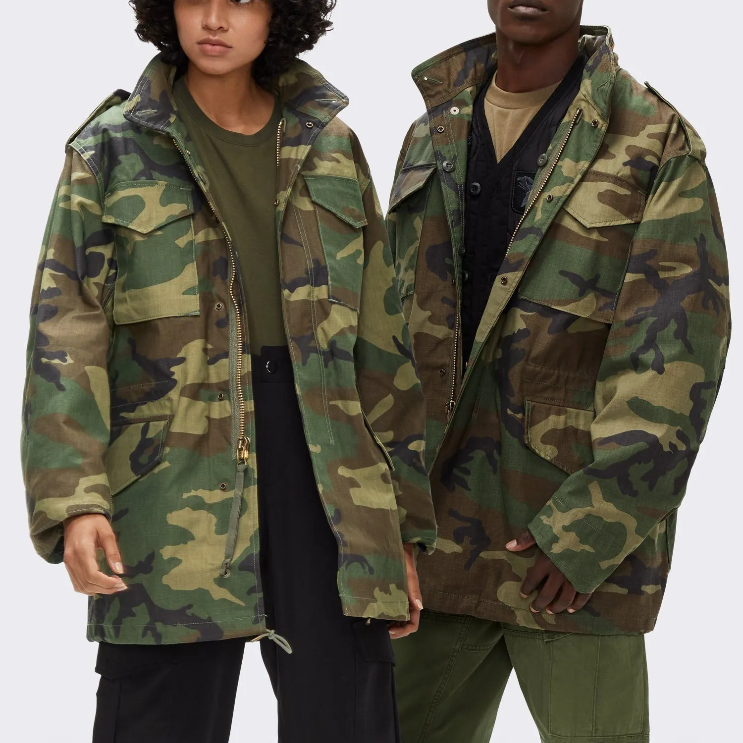 Custom Winter Green Camouflage Jacket Men Printed Fatigue Jacket