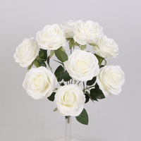 Fleurs artificielles en soie directement de l'usine, bouquet de roses à 9 têtes pour la décoration de mariage, fausses roses, fleurs de mariée