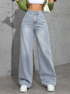 Pantalones Vaqueros Cuadrados Casuales <span class=keywords><strong>de</strong></span> Moda para Mujer, <span class=keywords><strong>de</strong></span> Alta Calidad, <span class=keywords><strong>de</strong></span> Pierna Ancha, Mezcla <span class=keywords><strong>de</strong></span> Tallas, 200 Piezas MOQ, Cuello Alto, <span class=keywords><strong>Segunda</strong></span> <span class=keywords><strong>Mano</strong></span> - Product Image 3