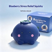 Groothandel Realistische Blauwe Bes Squishy Bal voor Kinderen en Tieners, Creatief Stressverlichtend, Langzaam Terugverende TPR Fruitbal voor Verjaardagen