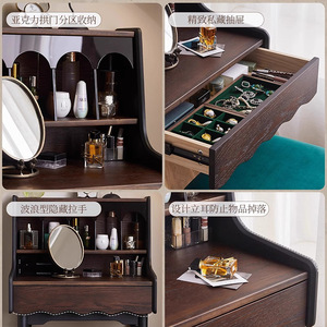 Weihang Dressing <b>Table</b> Solid Wood <b>Mirror</b> Bedroom <b>Vanity</b> Desk With Drawer And Storage For Master Bedroom - Product Image 5