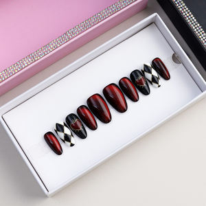 10/24 pièces <span class=keywords><strong>Faux</strong></span> ongles complets en acrylique pur, faits main, de haute qualité, œil de chat rouge, originaux, réutilisables, pour usage professionnel, vente en gros - Product Image 2