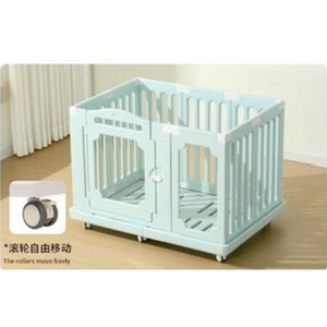 Recinto de Juego para Perros Combinado de HDPE y Acrílico, Cómodo, Dulce y Acogedor, para Interiores, Duradero, Seguro, Impermeable, Fácil de Limpiar, con Ruedas - Product Image 1