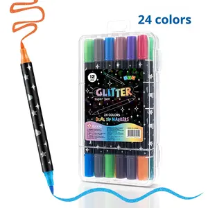 Bview Art Zweifarbiger Glitzer-Marker Direkt vom Hersteller Neuer Weicher Aquarellstift mit Permanenttinte Trockener Zeichenstift - Product Image 6