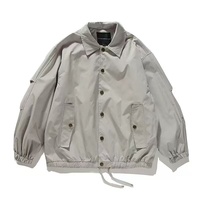 Veste coupe-vent décontractée pour homme, fabriquée en Chine, tailles M-2XL, avec boutons, col rabattable, idéale pour l'automne et les activités de plein air