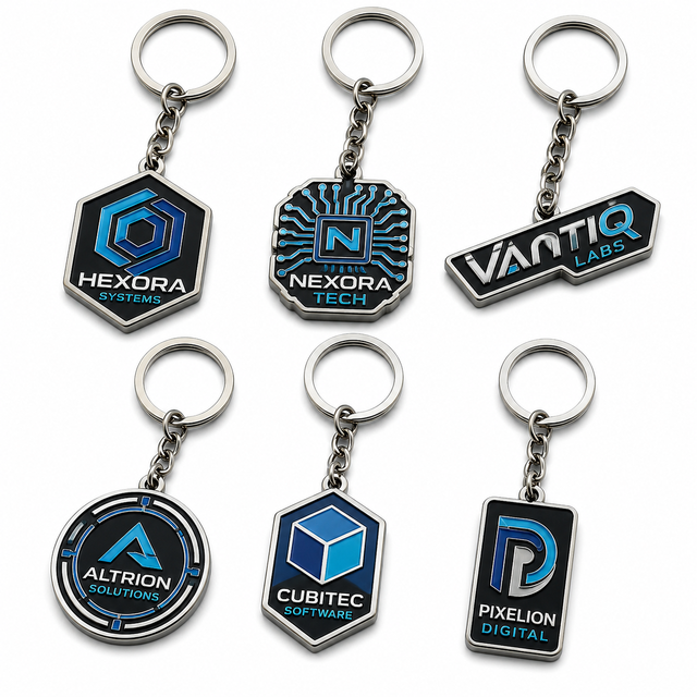 Premium Wholesale Bulk Polished Enamel Double Sided Glossy Metal Keychains Alloy Rings Badge Tag Ornament for Business Event