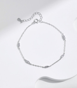 S925 Silver Minimalist Chain <b>Bracelet</b> With Zircon Inlay Claw Everyday Wear Jewelry Dainty Cubic Zirconia Silver Station <b>Bracelet</b> - Product Image 5