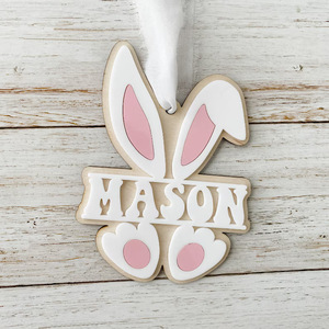 Etichetta in Legno Personalizzata con Nome per Coniglietto <span class=keywords><strong>Pasquale</strong></span>, Cesto di Pasqua, Regalo per Bambini - Product Image 2