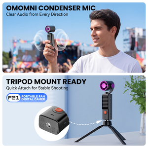 Caméra d'action portable 2-en-1 avec stabilisateur, caméscope de vlogging HD 1080P avec ventilateur de refroidissement pour les créateurs de contenu en extérieur - Product Image 6
