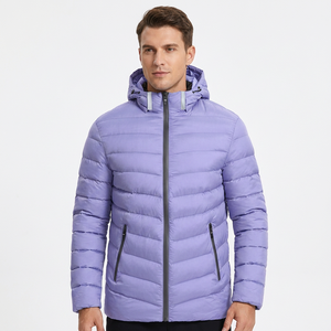 Unisex Hooded Puffer <b>Jacket</b> Winter Warm Quilted Padded Zip-Up Outdoor Coat Solid Color Polyester Regular Fit OEM puffer <b>jacket</b> - Product Image 4