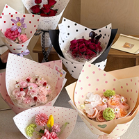 Papier Kraft à pois crème, style coréen, papier d'emballage pour fleurs, matériaux d'emballage floraux élégants, fournitures de fleuriste durables, emballage
