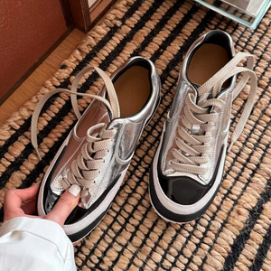 Zapatos de Diseñador de Moda de Lujo 2026, Zapatos Deportivos Casuales de Primavera, con Bloques de Color, Punta Redonda, con Cordones, Blancos, Tipo Skate, para Mujer - Product Image 3