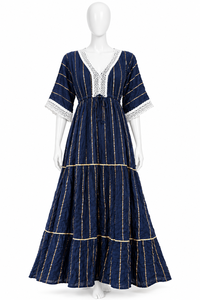 Vestido Maxi Estilo Boho de Rayón con Lurex para Mujer – Vestido Largo Fluido para Vacaciones de Verano, Resort y Uso Casual - Product Image 3