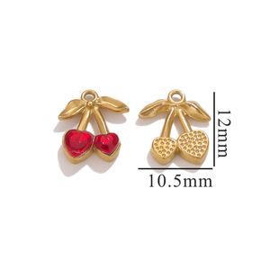 จี้เชอร์รี่เคลือบทอง 18K แบบ PVD หลากหลายแบบสำหรับทำเครื่องประดับ DIY |   กันน้ำ ป้องกันการแพ้ และไม่ซีดจาง - Product Image 6
