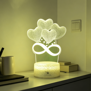 Acrylic 3D LED Table Lamp Modern Design USB Power Remote Control Smart Night <b>Light</b> Decoration - Product Image 2