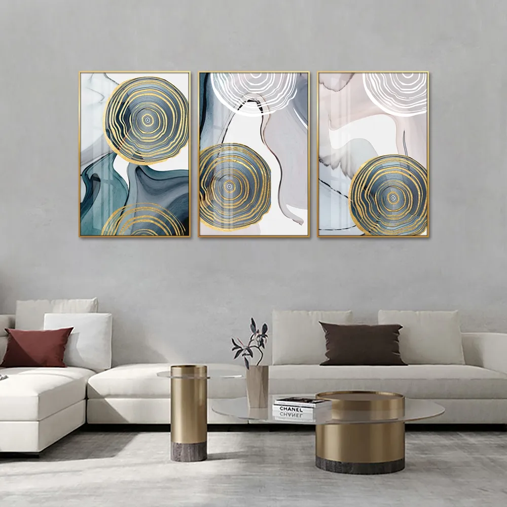 Huamiao 40*60cm moderne mur Art cristal porcelaine peinture arbre mixte Collage annuel anneau impression peinture à l'huile toile