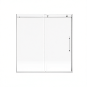 Puerta Corredera de Ducha sin Marco, Vidrio de 8 mm, Acero Inoxidable 304, Cierre Suave Ajustable, Diseño Rectangular - Product Image 1
