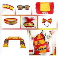 HLC Cadeau promotionnel personnalisé Accessoire de supporter Espagne Danemark Pologne Chapeaux de supporter Perruque et bandeau patriotiques style punk rock pour le Euro