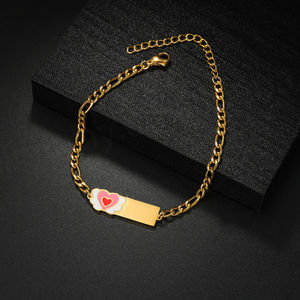 Pulsera de Cadena de Acero Inoxidable con Diseño de Goteo de Aceite Creativo, Pulsera de Moda Chapada en Oro, Joyería Personalizable - Product Image 2