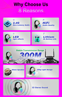 10 pièces LED clignotant silencieux Disco casque calme fête casques Yoga Fitness écouteur avec 1 pièces émetteur Rechargeable 500m