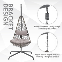 Chaise balançoire suspendue en forme d'oeuf pour l'intérieur et l'extérieur avec support pour patio, chambre, balcon, porche, jardin, villa