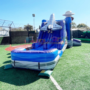 Structure gonflable pour enfants de qualité commerciale, combo galaxie gonflable avec toboggan aquatique - Product Image 3
