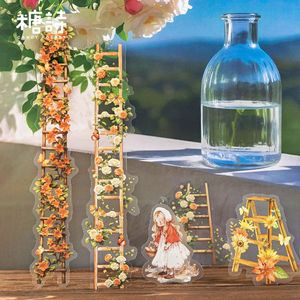 Tangshi PET tinta blanca tira larga pegatina paquete una serie de estilo InS escalera de flores planificadores de mano para paisaje de bricolaje - Product Image 2