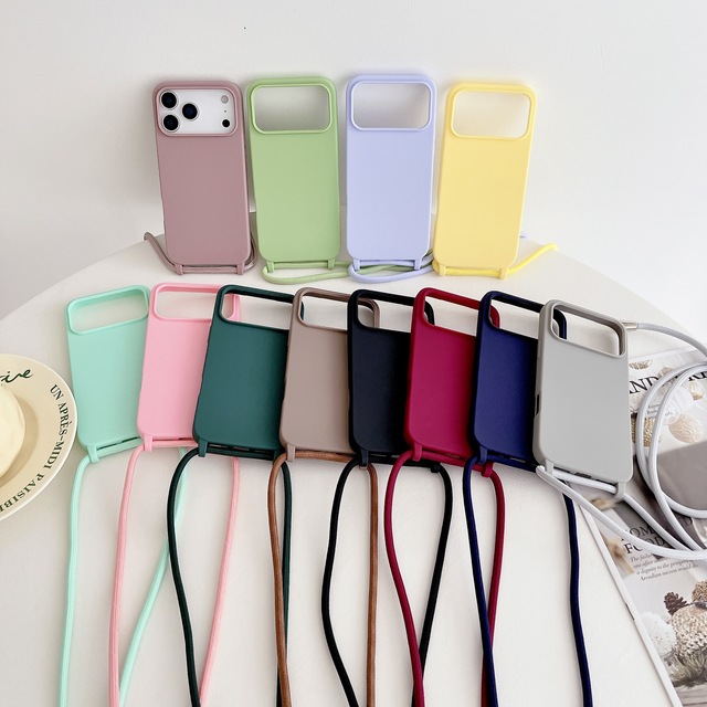 Hot Selling Silicone Lanyard Phone Case for iPhone 17/17 Pro/17 Air/17 Pro Max Simple Shockproof Anti-fall Phone Case with Strap
