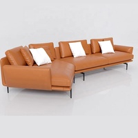 NOVA Italie Style Luxueux Cuir 6 Places Canapés Sectionnels Salon Canapé Ensemble Meubles Coin Canapé Rembourré Avec Chaise