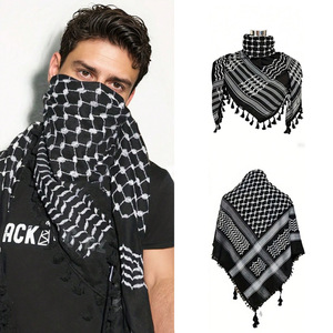 Best-seller Al-Arafat Jacquard singolo nodo foulard nero bianco baffi stile etnico sciarpa per musulmani scialle tradizionale - Product Image 1