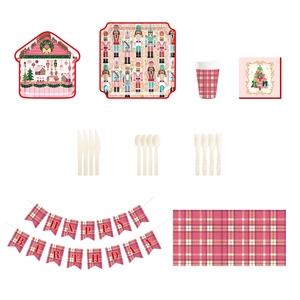DAMAI Christmas Customized Nutcracker <b>Pattern</b> Party Tableware Set Disposable Christmas <b>Paper</b> Plaid Plate Cup Napkins Decoration - Product Image 5