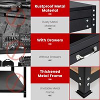 Vente en gros d'établi de travail industriel en métal Rangement d'outils Armoire à outils d'atelier robuste Établi utilitaire en métal de garage avec tiroir