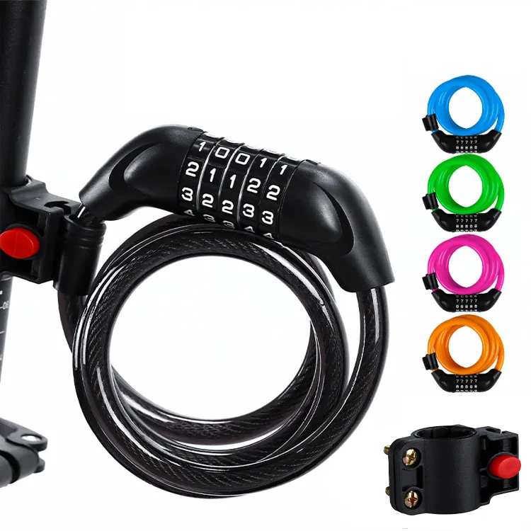 Bike Lock Combination Candado Flexible Para Viajes Chain Bicycle Cable Padlock custom 5 Digit padlock Combination for bicycle