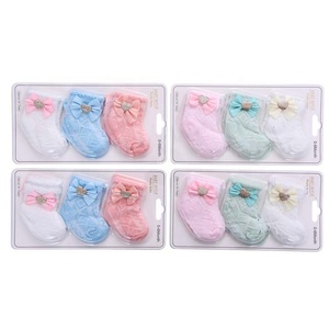 Chaussettes Bébé Respirantes et Anti-Transpiration, Nœud Papillon en Maille, Couleur Unie, pour Nouveau-né, Coffret Cadeau <span class=keywords><strong>3</strong></span>-en-1 - Product Image 5