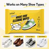 Lingettes humides OEM pour chaussures, élimination efficace des taches, nettoyage en profondeur et restauration de la brillance, pour cuir/baskets, marque personnalisée