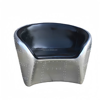 Rétro Lounge Spitfire Premium Back Vintage Aviator Chaise en cuir Salon industriel Ball Chair