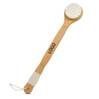 Brosse de bain en microfibre à long manche en bambou naturel, exfoliante douce pour le dos, avec logo personnalisé