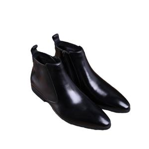 Bottes Chelsea chaudes d'hiver pour hommes, chaussures en cuir pleine longueur avec doublure en polaire et bout rond - Product Image 3