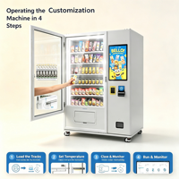 Distributeur automatique combiné de boissons réfrigérées et de collations avec service 24h/24, paiement par billets et pièces, fourni par un fabricant chinois