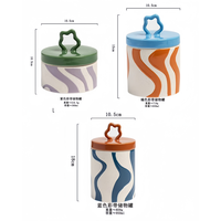 Boîte de rangement en céramique imprimée créative |   Pot alimentaire décoratif avec poignée de couvercle unique |   Pour le café, les bonbons, les collations, la cuisine et le bureau