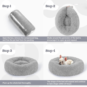 Manufacturer Wholesale pink Solid Fashion Eco-Friendly Luxury Donut Square <b>Plush</b> Dog Pet <b>Cat</b> Bed Carton - Product Image 4