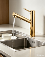 Robinet de cuisine extractible à 2 fonctions en laiton à faible teneur en plomb avec valve en céramique, mitigeur eau chaude et froide, certifications complètes pour usage hôtelier