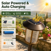 Lampe solaire extérieure pour allée de jardin, panneau 64x64mm, batterie AA 1.2V 1000mAh, 14LM, étanche, bronze, avec piquet