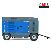 Compresseur d'air à vis à moteur diesel portable 1050 CFM/32 M3/Min 30 bar lubrifié à l'huile pour perceuses